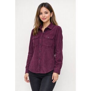 Nine West Burgundy/Plum Corduroy Longsleeve Button-up Shirt [Size L] - Nine West